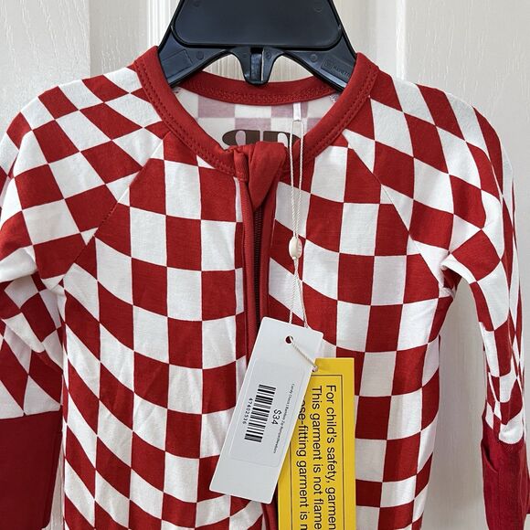 Brixton Phoenix Candy Check Bamboo Zip Romper Zippy Burnt Orange SZ Newborn NWT - Picture 9 of 15